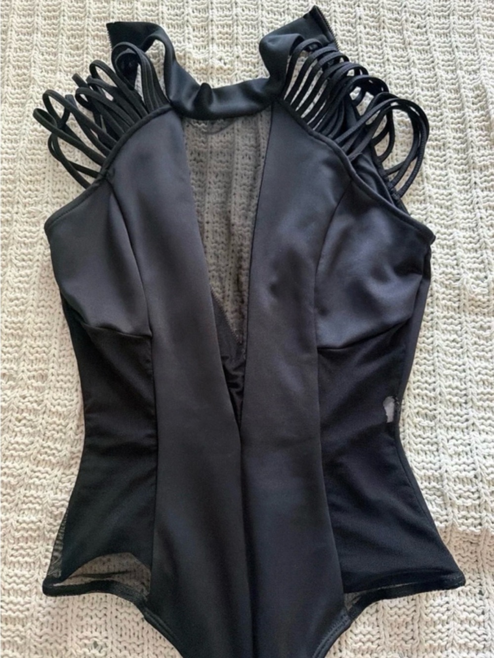 Love Moschino Black Mesh Panel strappy Bodysuit - Picture 4 of 6